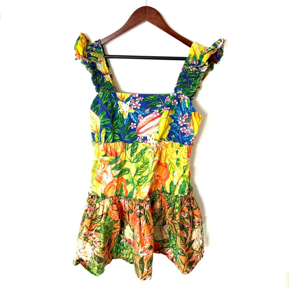 Farm Rio Caipirinha Tiered Cotton Mini Dress Size Large - Picture 2 of 9